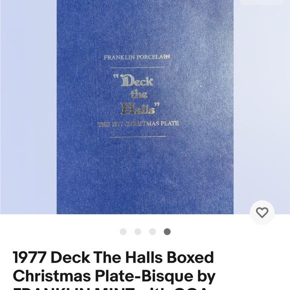 1977 Deck The Halls Boxed Christmas Plate-Bisque by FRANKLIN MINT with COA. - Picture 4 of 11